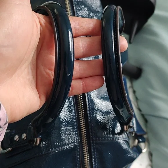 Coach Glossy Navy Leather Satchel - Picture 10 of 16